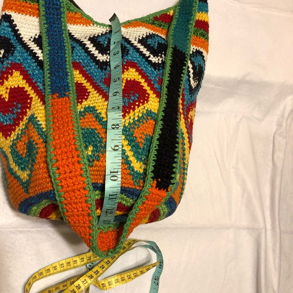 Handmade crotchet shoulder bag multicolor